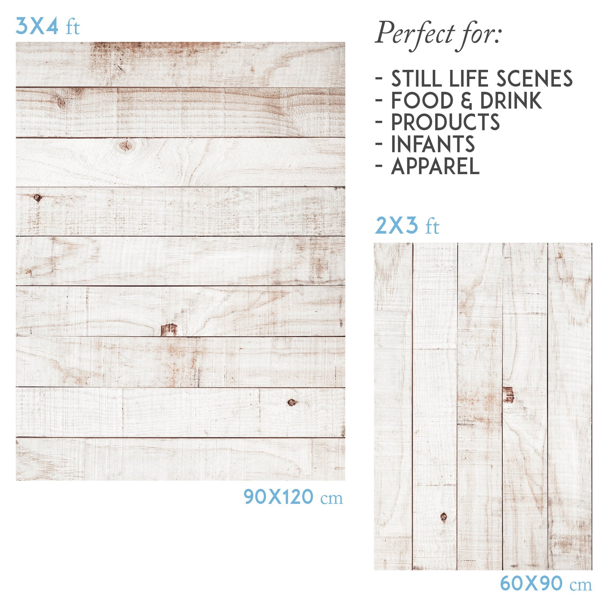 Large Plank white Wood Vinyl Photo Backdrop rustic wood for Product, Instagram, Flat lay & Food Photography - Lov827