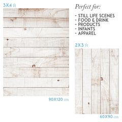 Large Plank white Wood Vinyl Photo Backdrop rustic wood for Product, Instagram, Flat lay & Food Photography - Lov827