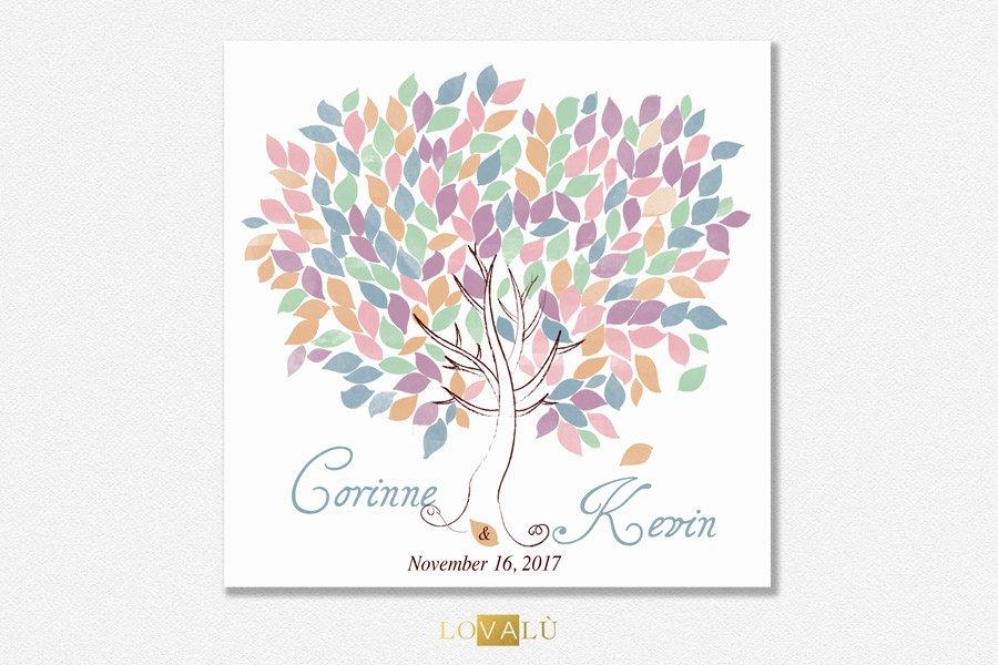 Wedding Tree Guest Book | Wedding Guest Book Tree | Personalized Wedding Print | 50-300 Guests | Canvas or Flat Print | Rustic Wedding - Lovalù